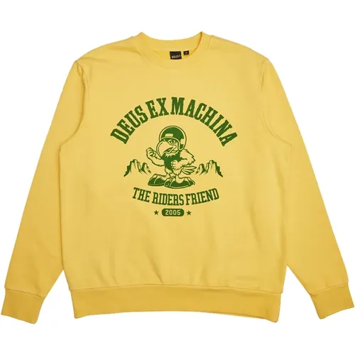 Gelb Grün Box Fit Crew Sweater , Herren, Größe: 2XL - Deus Ex Machina - Modalova