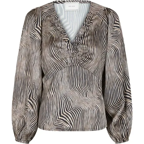 Floating Wave Blouse Dark Sand , female, Sizes: XL - NEO NOIR - Modalova