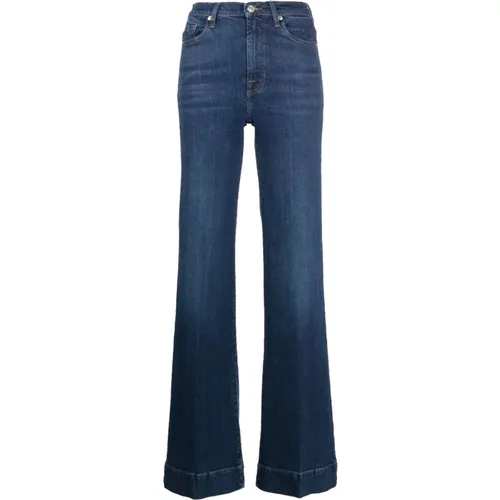 High-waisted flared jeans with dark wash , female, Sizes: W29, W28 - 7 For All Mankind - Modalova