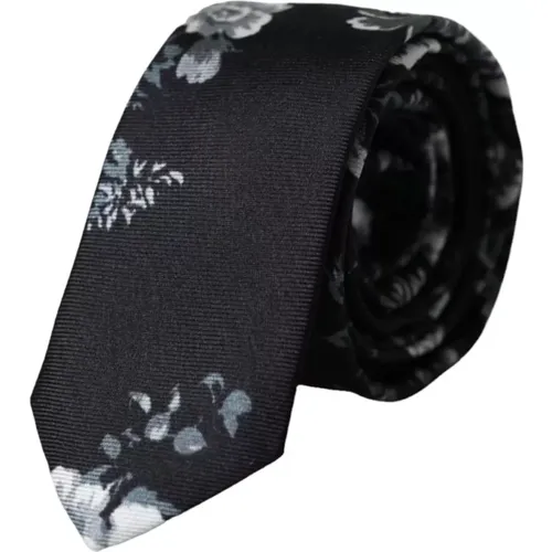 Silk Tie with Floral Print , male, Sizes: ONE SIZE - Dolce & Gabbana - Modalova