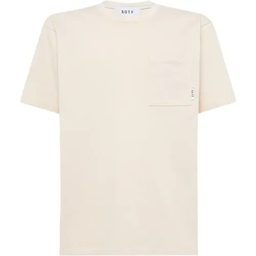 Einfarbiges Baumwoll-Rundhals-T-Shirt , Herren, Größe: M - Sotf - Modalova