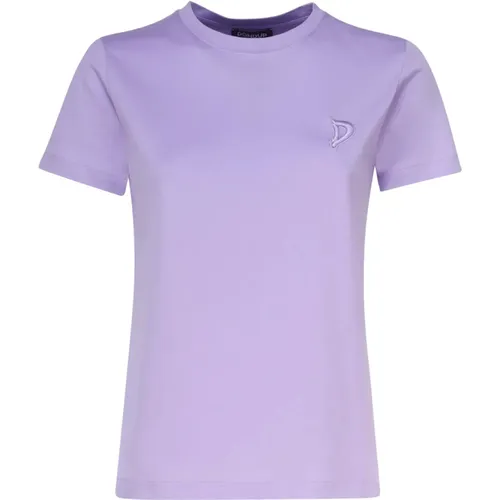 Violetto Cotton T-shirt with Logo , female, Sizes: L, XS - Dondup - Modalova