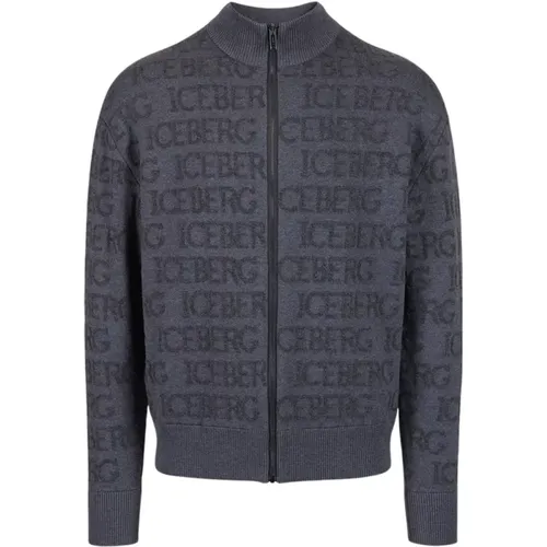 Jacquard-Strick-Bomberjacke , Herren, Größe: L - Iceberg - Modalova