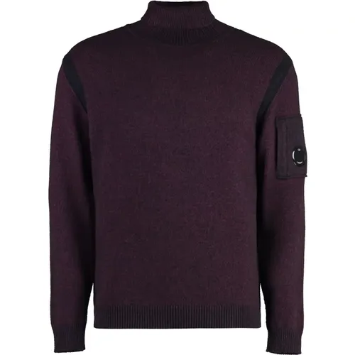 Woll Rollkragenpullover mit Linsendetail , Herren, Größe: M - C.P. Company - Modalova