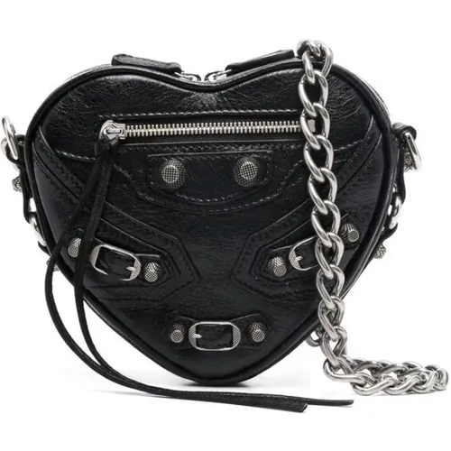 Le Cagole Heart Leather Crossbody Bag , female, Sizes: ONE SIZE - Balenciaga - Modalova