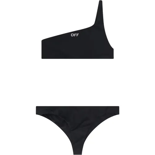 Schwarzer Einteiliger Badeanzug mit Einem Träger,Bikinis - Off White - Modalova