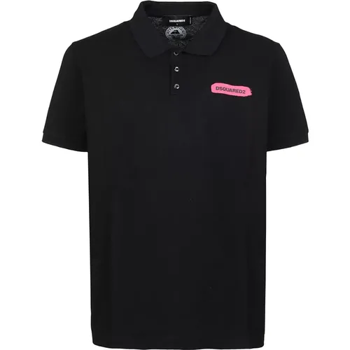 Schwarzes Tennis Polo Shirt , Herren, Größe: XL - Dsquared2 - Modalova