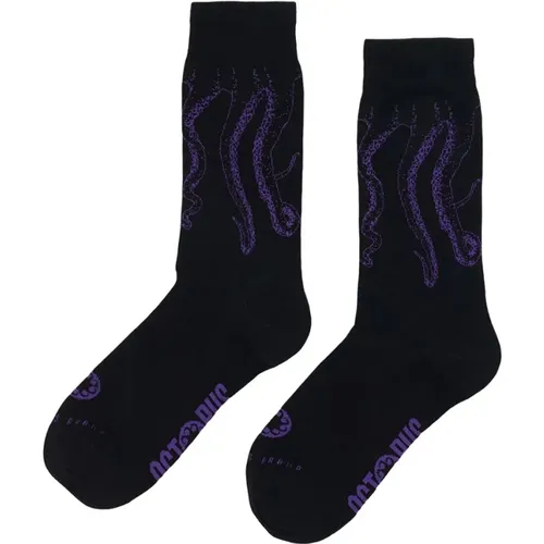 Italian Cotton Socks with Motif , male, Sizes: ONE SIZE - Octopus - Modalova