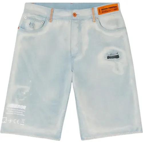 Denim Shorts mit Fransenabschluss , Herren, Größe: W31 - Heron Preston - Modalova