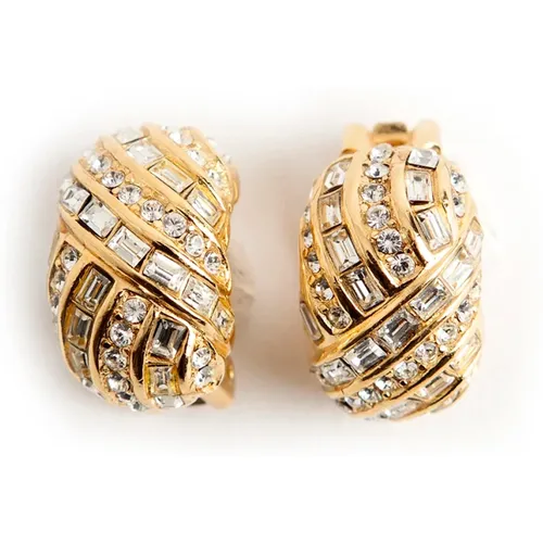 Pre-owned crystal stone clip on earrings , female, Sizes: ONE SIZE - Dior Vintage - Modalova