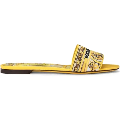 Majolica Pattern Sandals , female, Sizes: 4 1/2 UK, 5 1/2 UK - Dolce & Gabbana - Modalova