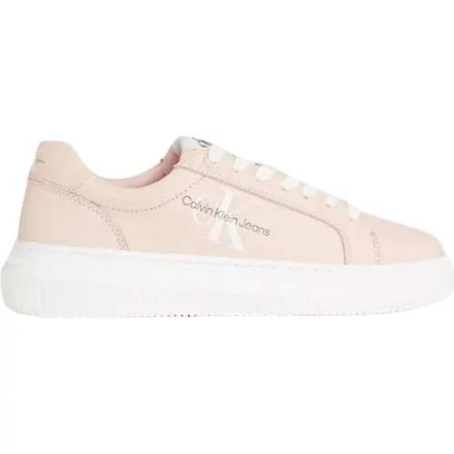 Niedrige Ledersneakers - Roses , Damen, Größe: 40 EU - Calvin Klein - Modalova