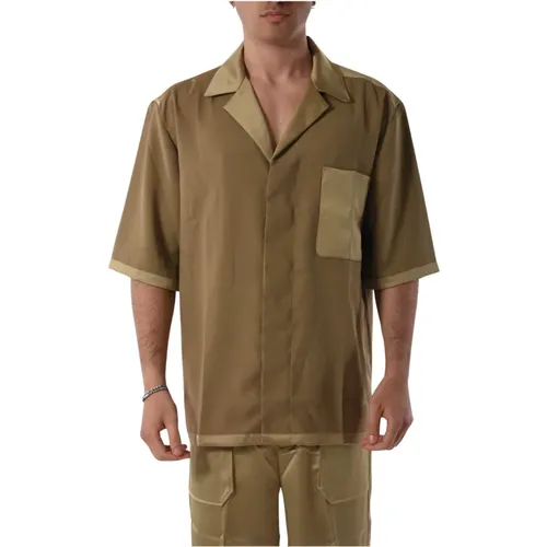 Satin Shirt with Hidden Front Buttons , male, Sizes: L, XL, M - Roberto Collina - Modalova