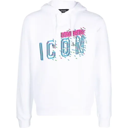Pixeled Icon Cool FIT Hoodie , male, Sizes: XL, L - Dsquared2 - Modalova