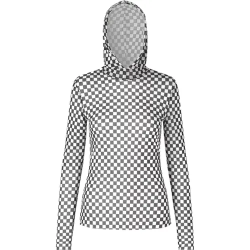 Checkered Mesh Hooded Top , female, Sizes: S, XS - BAUM UND PFERDGARTEN - Modalova