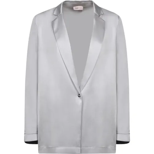 Grey Satin Jacket Elegant Style , female, Sizes: XL, S, M, L, XS - Herno - Modalova