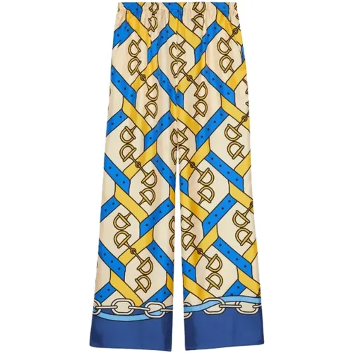 Horsebit-print silk pants , female, Sizes: M - Gucci - Modalova