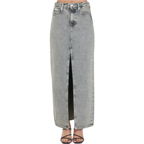 Denim Maxirock mit Frontschlitz , Damen, Größe: W25 - Calvin Klein Jeans - Modalova