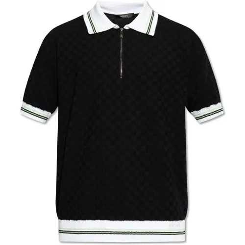 Polo-Shirt mit gesticktem Logo - Versace - Modalova