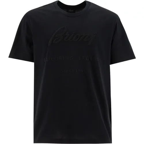 Cotton T-Shirt with Front Embroidery , male, Sizes: 3XL, 2XL - Brioni - Modalova