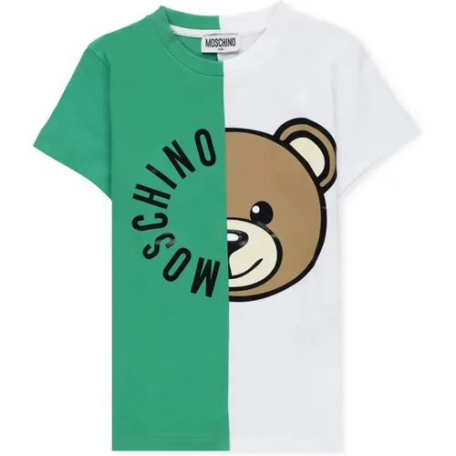 Grünes T-Shirt mit Logo-Print - Moschino - Modalova