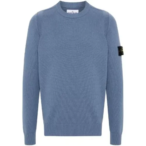 Blauer Strickpullover mit Kompassdetail , Herren, Größe: XL - Stone Island - Modalova