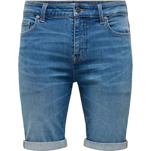 Slim Fit Jeans Shorts , Herren, Größe: M - Only & Sons - Modalova