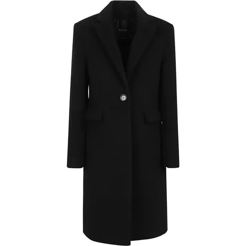 Schwarzer Wollmantel Eleganter Stil , Damen, Größe: 2XS - pinko - Modalova