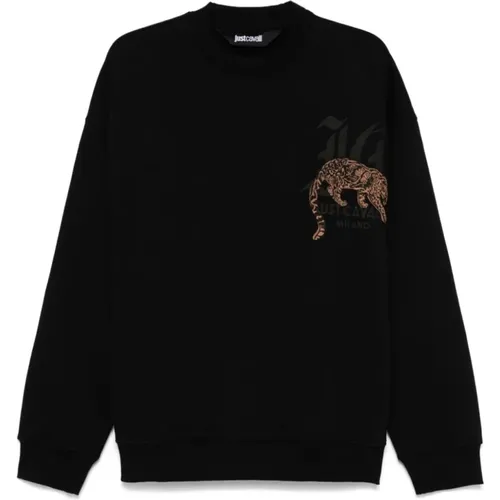 Tiger Motif Sweater , male, Sizes: L, M - Just Cavalli - Modalova