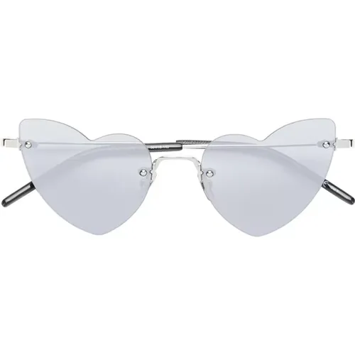 Silberne Herzförmige Sonnenbrille - Saint Laurent - Modalova