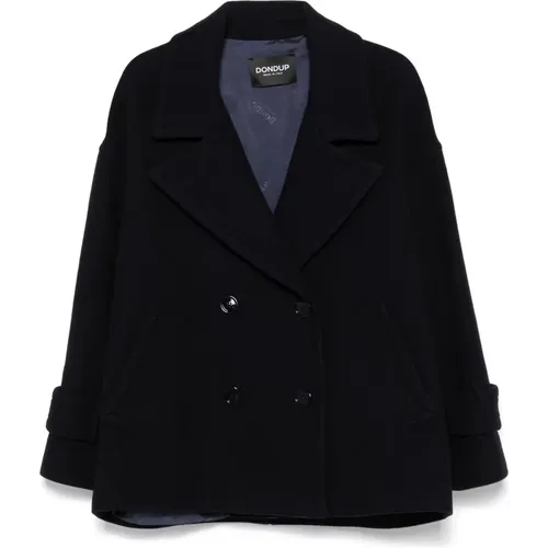 Navy Wool Blend Peacoat , female, Sizes: XS, 2XS - Dondup - Modalova