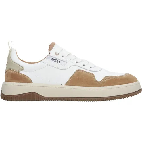 Herren Weiß & Braun Schnürbare Low-Top Sneakers mit flexibler Sohle Er00114677 , Herren, Größe: 42 EU - Estro - Modalova