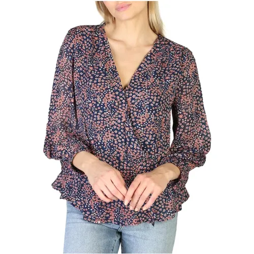 Blusenshirt mit floralem Muster und V-Ausschnitt , Damen, Größe: S - Pepe Jeans - Modalova