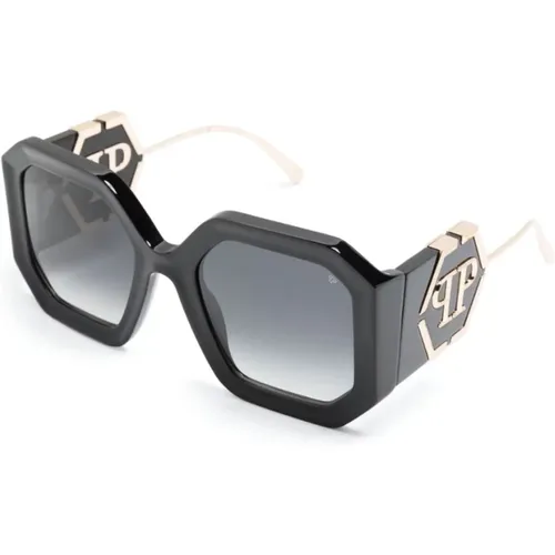 Schwarze Sonnenbrille mit Original-Etui , Damen, Größe: 54 MM - Philipp Plein - Modalova