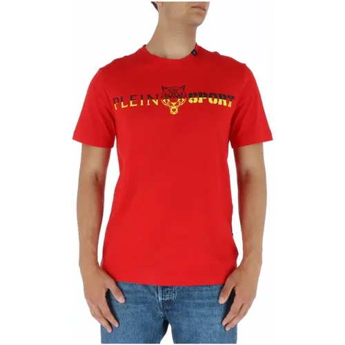 Rotes Print Kurzarm T-shirt - Plein Sport - Modalova