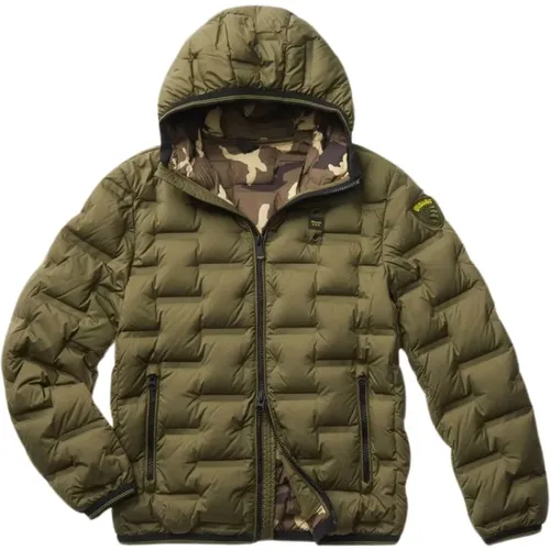Nylon Down Jacket with Hood , male, Sizes: M - Blauer - Modalova