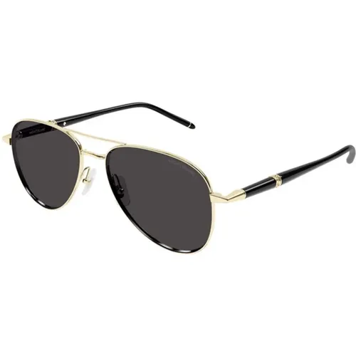 Gold Graue Sonnenbrille Mb0345S , unisex, Größe: 57 MM - Montblanc - Modalova