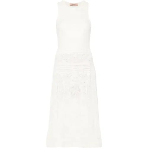 Weiße Gestrickte A-Linie Kleid , Damen, Größe: XS - Twinset - Modalova