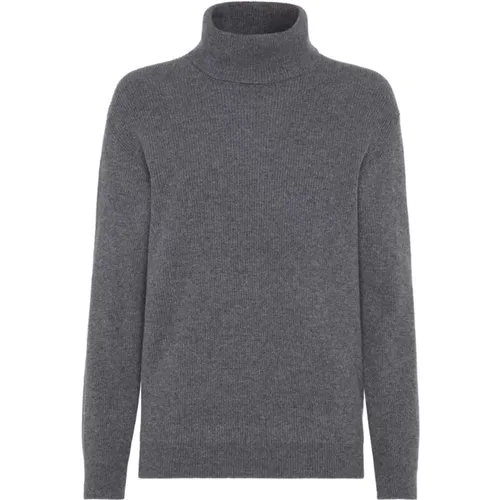 Grauer Kaschmir-Rippstrickpullover - BRUNELLO CUCINELLI - Modalova