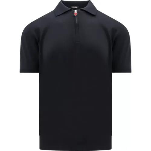 Schwarzes T-Shirt mit kurzen Ärmeln und halbem Reißverschluss - Kiton - Modalova