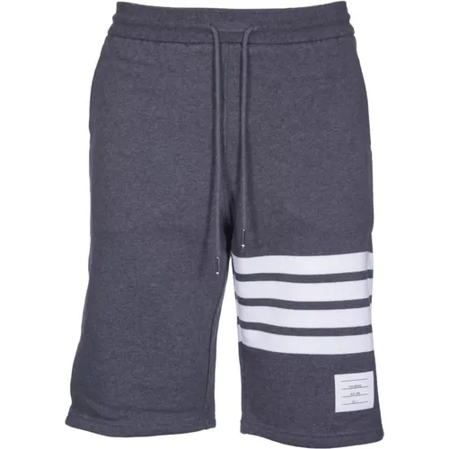 Grey Cotton Bermuda Shorts with Drawstring , male, Sizes: S, M, L - Thom Browne - Modalova