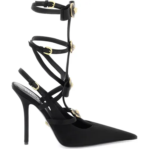 Satin Slingback Pumps mit Schleifenbändern,Seidene Slingback-Pumps mit Schleifen - Versace - Modalova