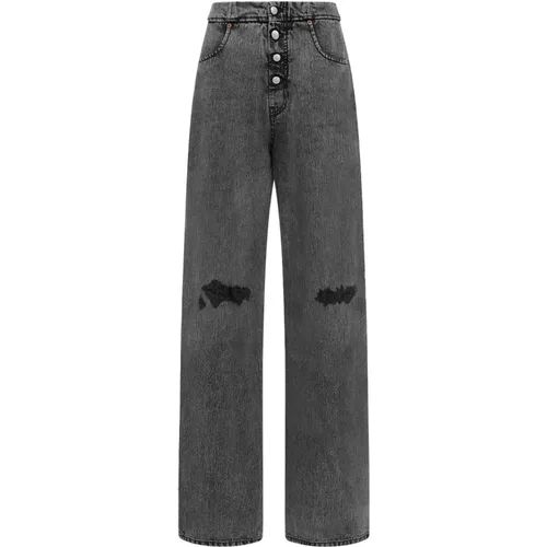 Black Wide Leg Jeans , female, Sizes: W27, W26, W28, W25 - MM6 Maison Margiela - Modalova