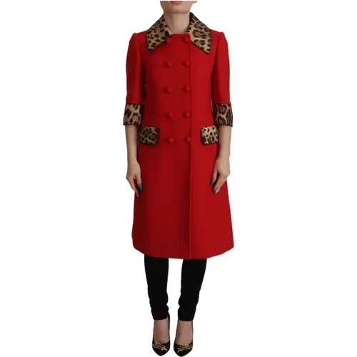 Elegant Leopard Trench Coat , female, Sizes: 3XS, XS, 2XS - Dolce & Gabbana - Modalova