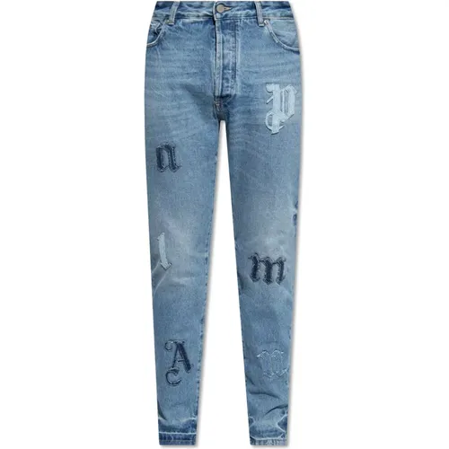 Jeans with logo patches , male, Sizes: W31 - Palm Angels - Modalova