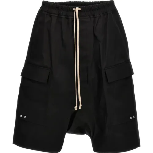Schwarze Cargo Shorts mit elastischem Bund und Taschen,Casual Shorts - Rick Owens - Modalova