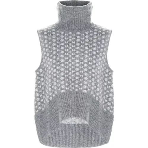 Knitted High Neck Logo Vest , female, Sizes: XS, M - Hést - Modalova