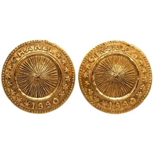 Pre-owned Gold earrings , female, Sizes: ONE SIZE - Chanel Vintage - Modalova