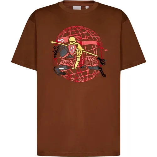 Braunes Equestrian Knight Grafik T-Shirt oder Polo - Burberry - Modalova