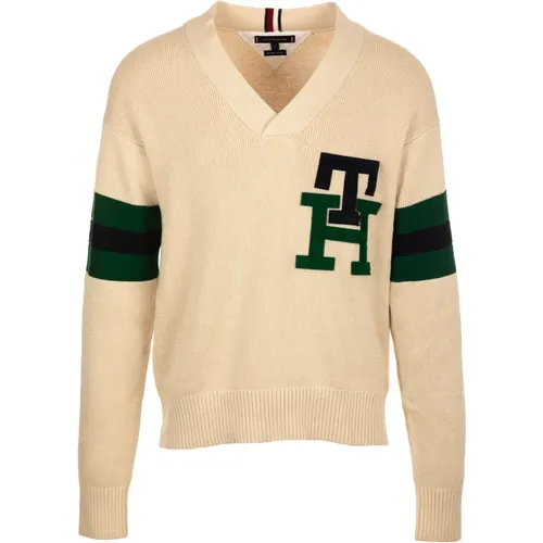Cotton Sweater with Contrast Stripes , male, Sizes: L, XL, M - Tommy Hilfiger - Modalova